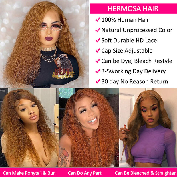 Deep Wave #30 Chestnut Brown Colored Lace Front Wigs 13*4 13*6 HD Lace Human Hair Fall Color Wigs Women