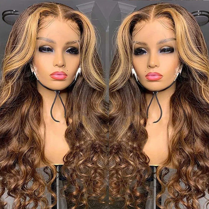 4/27 body wave highlight hd lace front wig