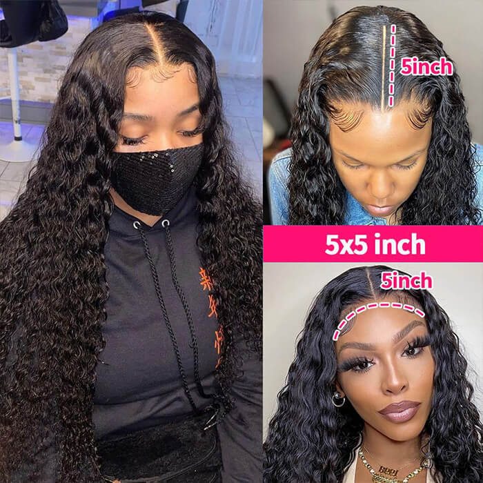 5x5 deep wave hd lace closure wig