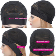 #27 Honey Blonde Headband Wigs Straight/Body Wave Human Hair Half Wigs