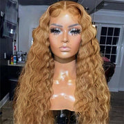 #27 Loose Deep Wave Honey Blonde Lace Front Wig Brazilian 13×4 13x6 Frontal HD Lace Wig