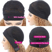 #27 Honey Blonde Headband Wigs Deep Wave Virgin Human Hair