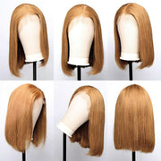 #27 Honey Blonde Short Straight Bob 13x4/4x4 Lace Wig 100% Human Virgin Hair
