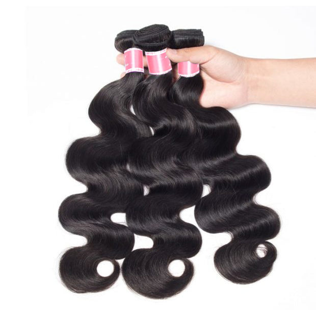 Peruvian Body Wave 4 Bundles With 13x4 Lace Frontal 10A Virgin Human Hair Bundles With Frontal Deal