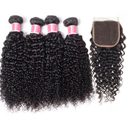 Malaysian Curly Hair 4 Bundles With 4x4 Lace Closure Human Hair Closure With Bundle Deals