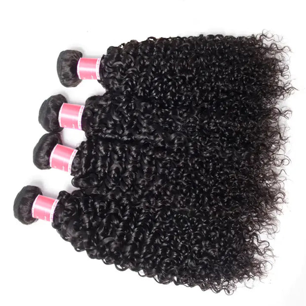 Peruvian Curly Hair 4 Bundles With 13x4 Lace Frontal 10A Virgin Human Hair Bundles With Frontal Deal