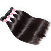 Malaysian Straight Hair 4 Bundles With 13X4 Ear To Ear Lace Frontal Natural Color
