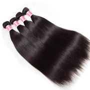 Malaysian Straight Hair 4 Bundles With 4x4 Lace Closure Human Hair Closure With Bundle Deals