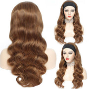 #30 Chestnut Brown Headband Wigs Straight/Body Wave Human Hair Half Wigs with Various Headbands
