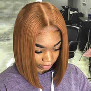 #30 Light Brown Short Straight Bob 13x4/4x4 Lace Wig 100% Human Virgin Hair