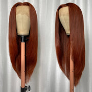 #33 Red Brown Auburn Colored Straight Lace Front Wig 13x4 13x6 HD Transparent Lace Frontal Wigs