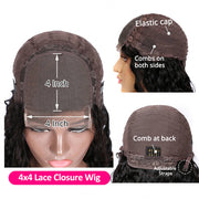 Loose Deep Wave 4x4 HD Lace Closure Crimped Wig Pre Plucked Human Hair