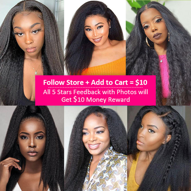 Kinky Straight 5x5/4x4 HD Lace Closure wig Natural Hairline Pre-Plucked
