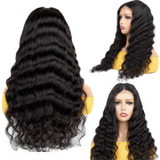 Loose Deep Wave 4x4 HD Lace Closure Crimped Wig Pre Plucked Human Hair