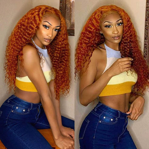 Orange Ginger  13X6 HD Lace Front Human Hair Wigs With Baby Hair Lace Wigs for Women