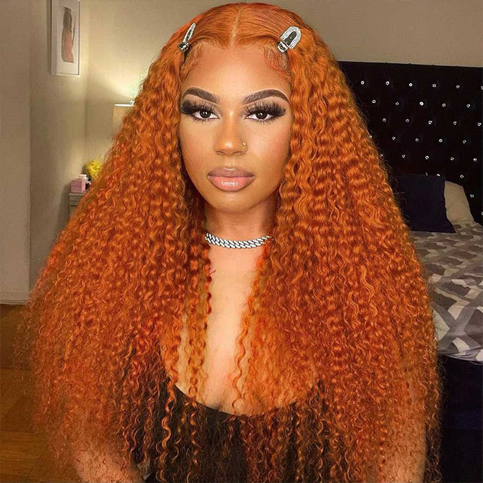 ?24” GINGER ORANGE CURLY  LACE FRONT WIG? *NWT* Amazon.com : Ginger Wig Human Hair 13x6 Ginger Orange Deep  main image 4