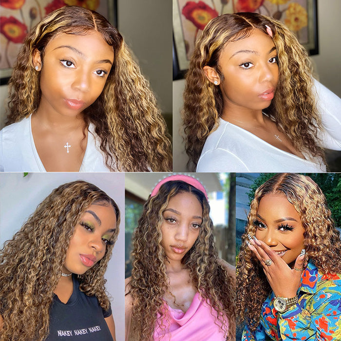 Highlight Deep Wave Frontal Wig 13 4 13 6 Glueless HD Lace Wigs with P Hermosa Hair