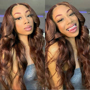Chocolate Brown Closure Wig Glueless Pre-cut Lace 5x5 Pre-cut Lace Wigs #4 Colored Human Hair Wigs For Women