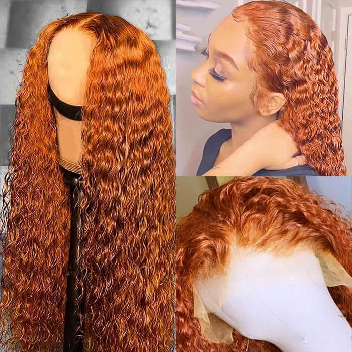ginger orange deep wave hd lace front wig