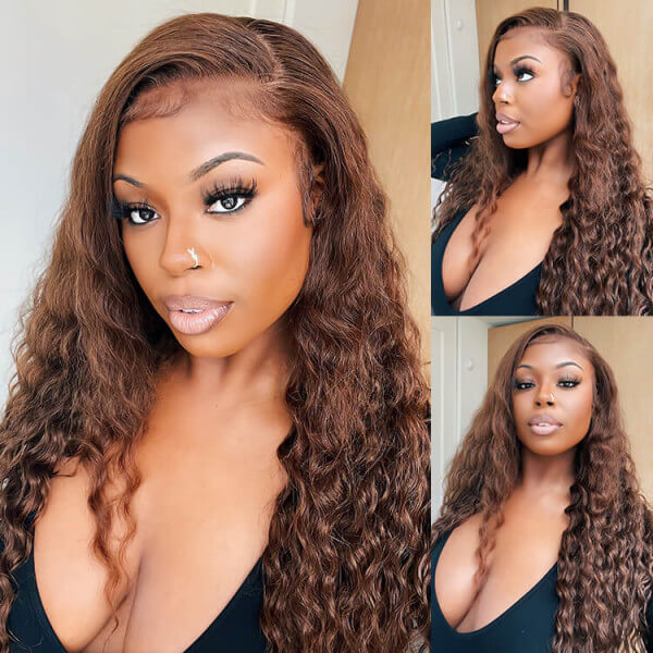 #4 Chocolate Brown Wig 13x6 HD Transparent Lace Frontal Wigs Pre-Colored Human Hair Wigs