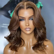 #4 Chocolate Brown Short Straight Bob 4x4/5x5 Lace Closure Wig Human Virgin Hair 150% Density