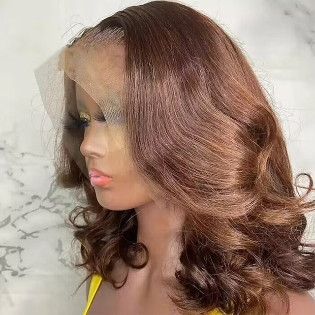 #4 Chocolate Brown Short Straight Bob 13x4/13x6 Lace Front Wig Human Virgin Hair