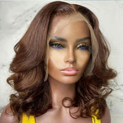 #4 Chocolate Brown Short Straight Bob 13x4/13x6 Lace Front Wig Human Virgin Hair
