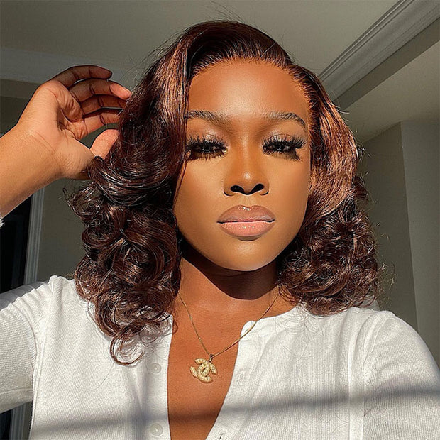 #4 Chocolate Brown Short Straight Bob 13x4/13x6 Lace Front Wig Human Virgin Hair