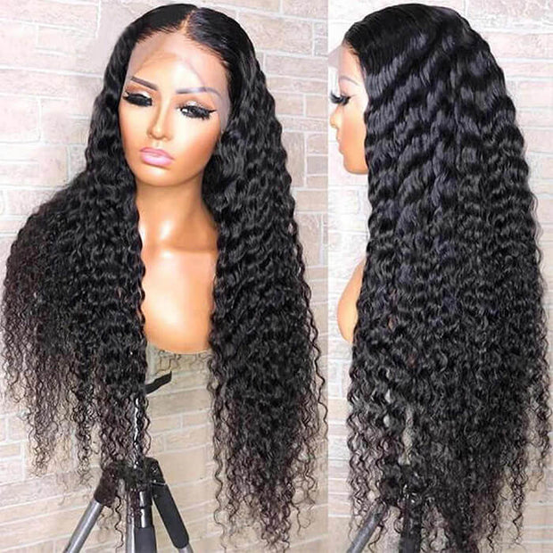 Hermosa Pre-Bleached Knots Deep Wave Frontal Wigs 13*6 HD Lace Front Human Hair Wigs