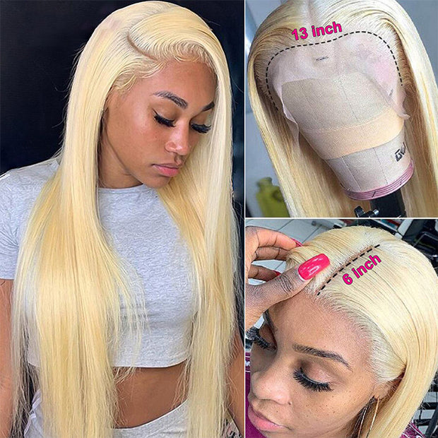 613 Blonde 13x6 HD Lace Front Human Hair Wigs Pre Plucked Straight Human Hair