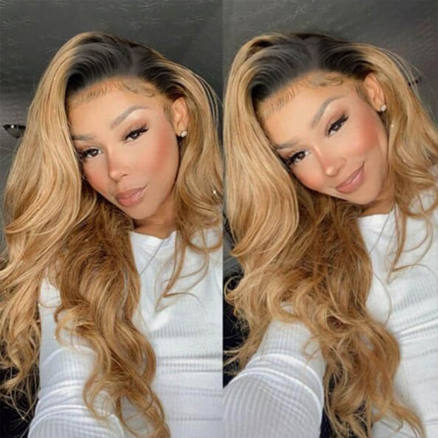 Ombre Color Human Hair Wigs Straight & Body Wave 13x4 HD Lace Front Wigs 150% Density
