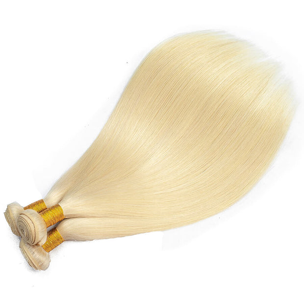 Color #613 Brazilian Straight Virgin Hair 3 Bundles 100% Unprocessed Human Hair Weave