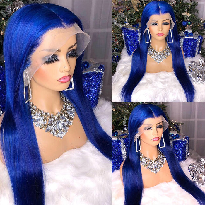 Blue Green Beauty Virgin Remy Lace Wig Luxury Remy Light Blue 100% Human Hair Swiss 13x4 Lace Front  main image 2