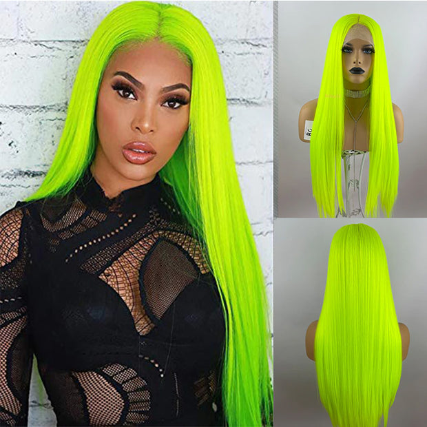 13X4 HD Lace Wigs Long Straight Hair Green Color Wigs for Fashion Women  with Natural Hairline