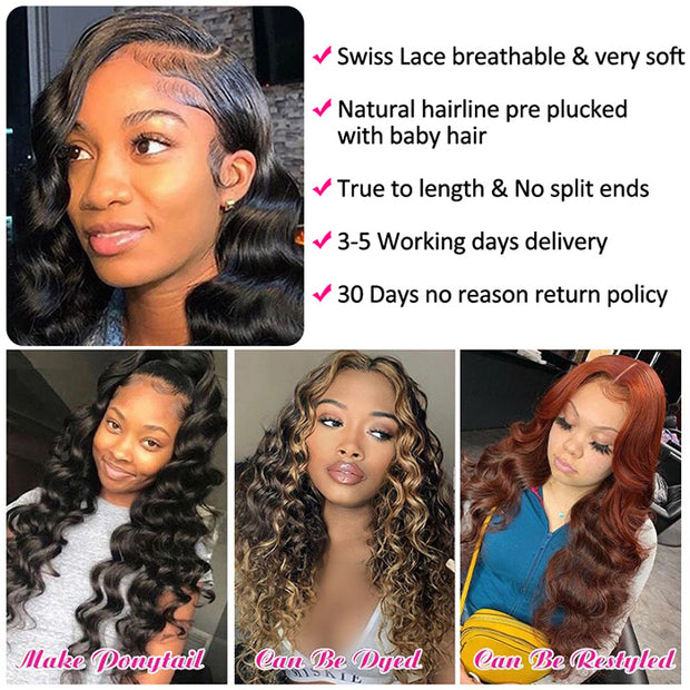 Loose Deep Wave 4x4 HD Lace Closure Crimped Wig Pre Plucked Human Hair