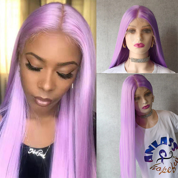 13x4 Purple Color 13x4 HD Lace Front Human Hair Wigs with Baby HairGlueless Lace wig