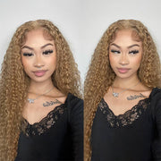 #27 Colored Curly Human Hair Wig Pre-Plucked 13*4 HD Lace Front Wigs
