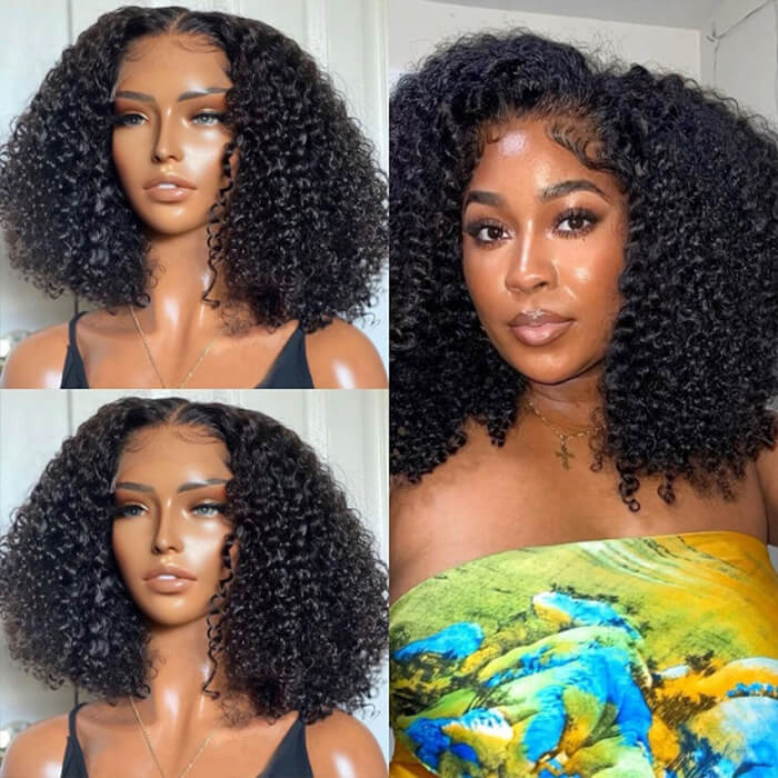 150% Density Short Curly Hair Wigs Pre Plucked 4x4 13x4 HD Lace Wigs