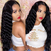 Loose Deep Wave 4x4 HD Lace Closure Crimped Wig Pre Plucked Human Hair