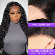Deep Wave 4x4/5x5 Pre Cut HD Lace Closure Wig Human Hair Wear & Go Glueless Wigs-Air Wig