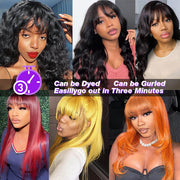 Glueless Human Hair Wigs with Bangs for Black Women Straight 2x4 HD Lace Wigs With Bangs