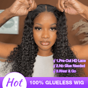 Curly Hair 4x4 5x5 Pre Cut HD Lace Closure Human Hair Wigs Wear & Go Glueless Wigs