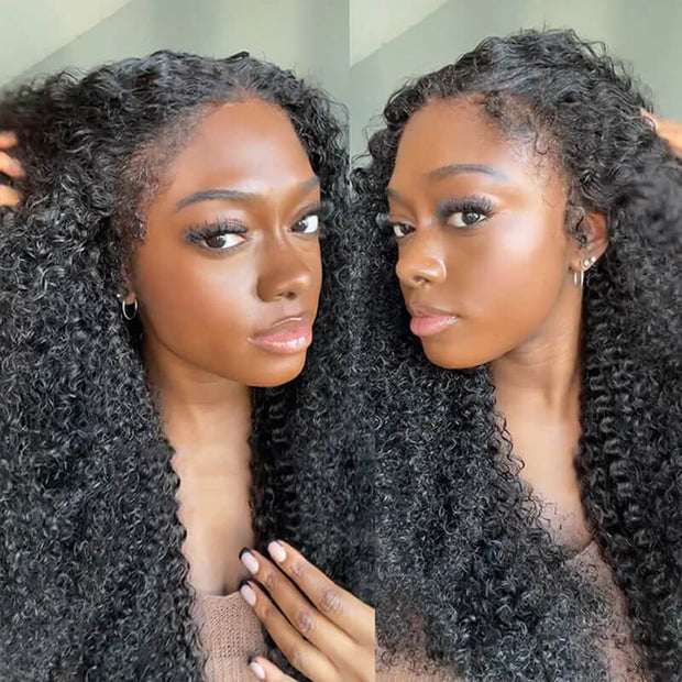 Natural 4C Curly Edges Hairline 13x4/5x5 HD Lace Front Wig With Curly Baby Hair Realistic Hairline