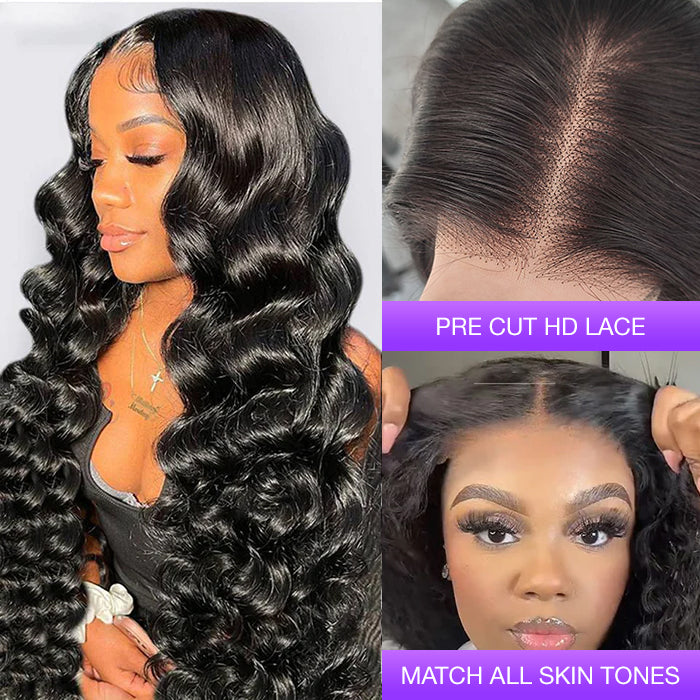 Glueless Wear And Go Wigs Loose Wave Lace Closure Wigs With Pre Cut Lace Hairline