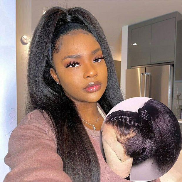 13x6 HD Lace Front Human Hair Wig Kinky Straight Lace Frontal Wig For Women