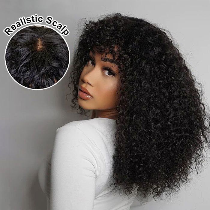 Human Hair Wig With Bangs Glueless Wigs 2X4 HD Lace Wigs With Bangs