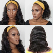 Body Wave Hair Headband Bob Wig Human Hair Half Wig 10-14 Inch