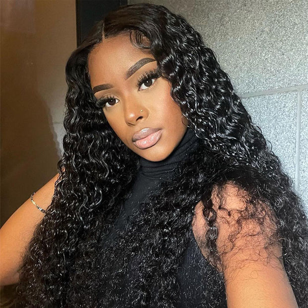 Deep Wave 4x4/5x5 Pre Cut HD Lace Closure Wig Human Hair Wear & Go Glueless Wigs-Air Wig