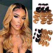 Ombre Malaysian Virgin Hair Body Wave 3/4 Bundles Deal Two Tone T1B/27 Human Hair Weave Extensions