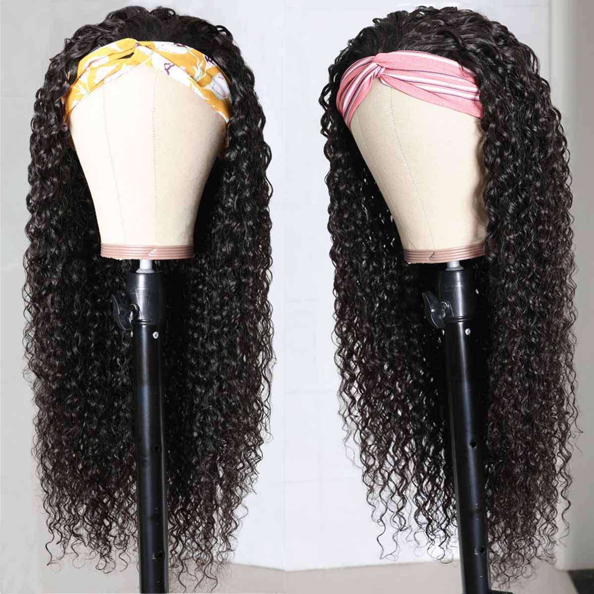 150% Density Full Texture Headband Human Hair Wigs Full Machine Made Full Looking Lace Wig